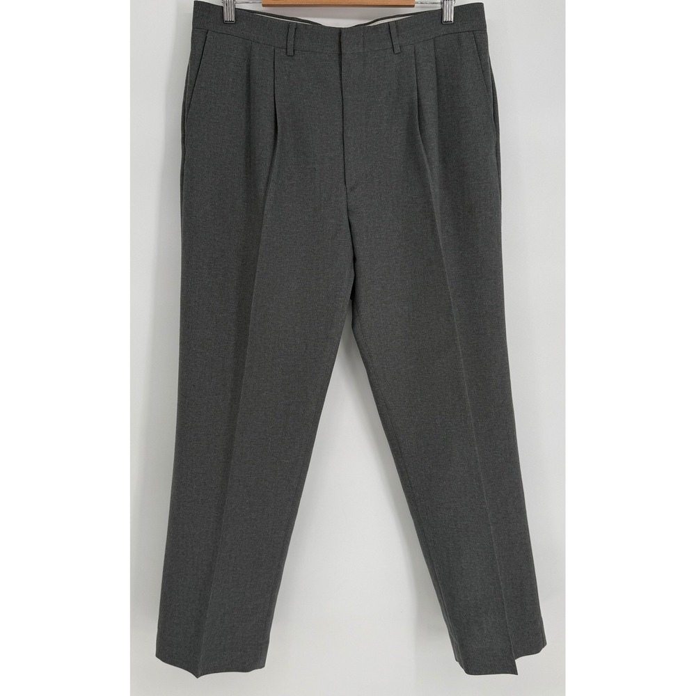 Sears Perma-Prest Flexslax Mens Sz 36x30 Gray Pleated Wool Vintage Dress Pants